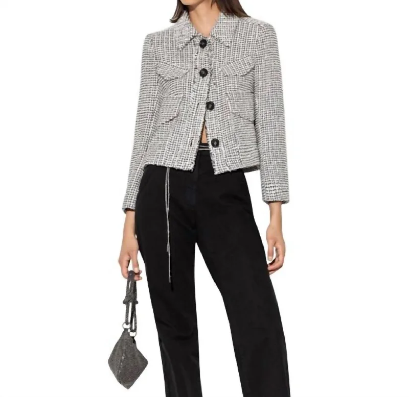 Feminine and fashionable clothing for every wardrobe   Cropped Tweed Jacket In Black, White