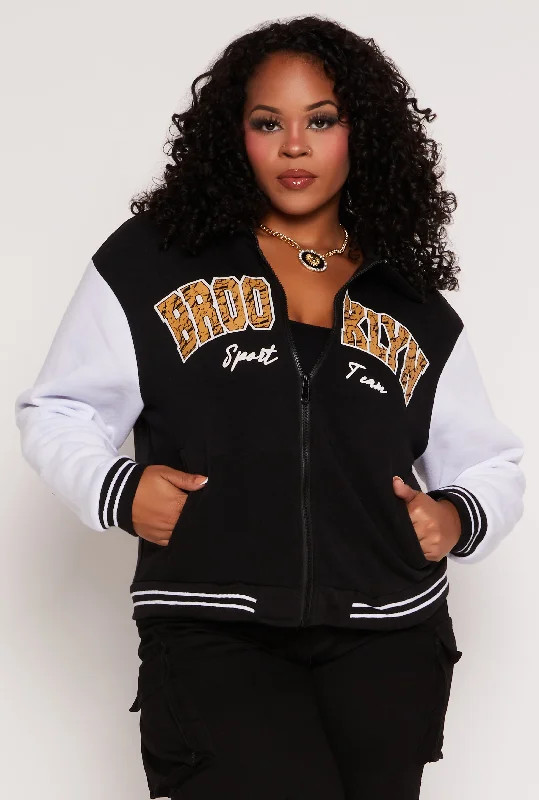 Plus Size Brooklyn Sport Team Varsity Jacket