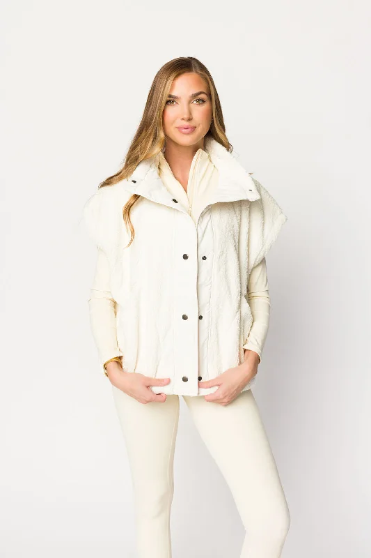 Oversized Micro Sherpa Vest in Ivory