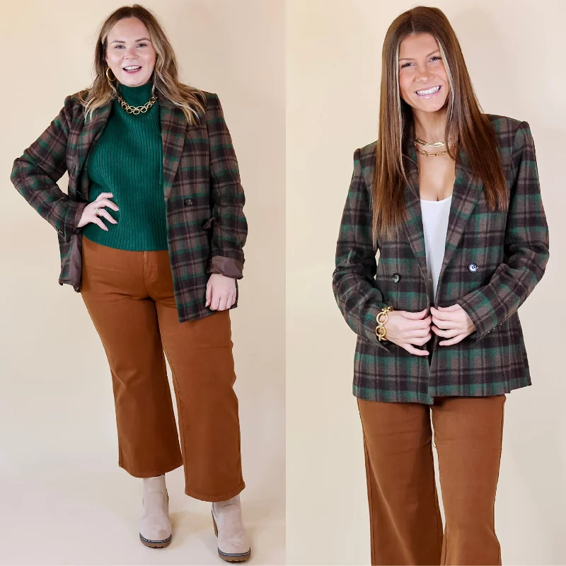 Ready For Anything Plaid Blazer in Brown and Green